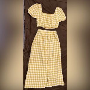 Yellow plaid 2 piece set